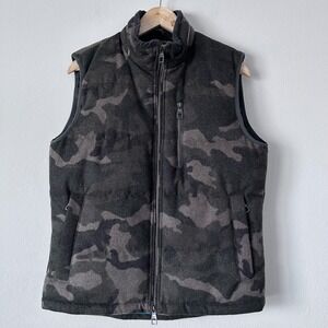 Hickey Freeman New York Mens Camouflage Wool Vest Size S Full Zip Puffer Style